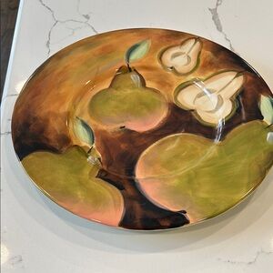 Hand painted Green and Brown Decorative Plate